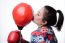 Asian Boxing Woman Kiss Punching Bag