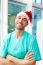 Happy Male Surgeon Wearing Santa Hat