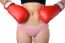 Woman With The Boxing Gloves Fight With Her Belly, Diet Concept