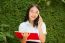 Thai Adult Student University Beautiful Girl Reading Red Book