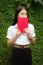 Thai Adult Student University Beautiful Girl Reading Red Book