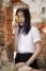 Thai Adult Student University Uniform Beautiful Girl Relax And Smile