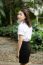 Thai Adult Student University Uniform Beautiful Girl Relax And Smile