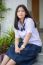 Portrait Of Thai Student Teen Beautiful Girl Happy And Relax