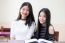 Two Asia Thai High School Student Uniform Best Friends Beautiful Girl Reading Book