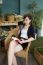 Portrait Of Thai Adult Women Office Beautiful Girl Reading Book