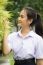 Portrait Of Thai High School Student Uniform Teen Beautiful Girl Happy And Relax,