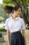 Portrait Of Thai High School Student Uniform Teen Beautiful Girl Happy And Relax,