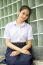 Portrait Of Thai High School Student Uniform Teen Beautiful Girl Happy And Relax,