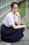 Portrait Of Thai High School Student Uniform Teen Beautiful Girl Happy And Relax,