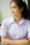 Portrait Of Thai High School Student Uniform Teen Beautiful Girl Happy And Relax,