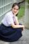 Portrait Of Thai High School Student Uniform Teen Beautiful Girl Happy And Relax,