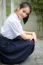 Portrait Of Thai High School Student Uniform Teen Beautiful Girl Happy And Relax,