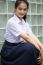 Portrait Of Thai High School Student Uniform Teen Beautiful Girl Happy And Relax,