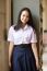 Portrait Of Thai High School Student Uniform Teen Beautiful Girl Happy And Relax,