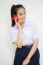 Portrait Of Thai High School Student Uniform Teen Beautiful Girl Calling Smart Phone,