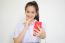 Portrait Of Thai High School Student Uniform Beautiful Girl Using Her Smart Phone Selfie