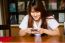 Portrait Of Thai Adult Student University Uniform Beautiful Girl Using Her Smart Phone