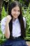 Portrait Of Thai High School Student Uniform Teen Beautiful Girl Happy And Relax,