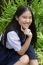 Portrait Of Thai High School Student Uniform Teen Beautiful Girl Happy And Relax,