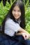 Portrait Of Thai High School Student Uniform Teen Beautiful Girl Happy And Relax,