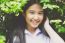 Portrait Of Thai High School Student Uniform Teen Beautiful Girl Happy And Relax,