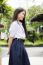 Portrait Of Thai High School Student Uniform Teen Beautiful Girl Happy And Relax,