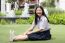 Portrait Of Thai High School Student Uniform Teen Beautiful Girl Happy And Relax,