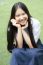 Portrait Of Thai High School Student Uniform Teen Beautiful Girl Happy And Relax,