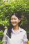 Portrait Of Thai High School Student Uniform Teen Beautiful Girl Happy And Relax,