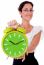 Business Woman Showing Clock