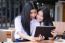 Two Asia Thai High School Student Uniform Best Friends Beautiful Girl Using Her Tablet And Funny