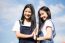 Two Asia Thai High School Student Best Friends Beautiful Girl Smile And Funny