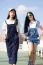 Two Asia Thai High School Student Best Friends Beautiful Girl Smile And Funny