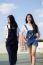 Two Asia Thai High School Student Best Friends Beautiful Girl Smile And Funny