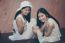 Two Asia Thai High School Student Best Friends Beautiful Girl Smile And Funny