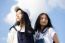 Two Asia Thai High School Student Best Friends Beautiful Girl Smile And Funny