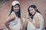 Two Asia Thai High School Student Best Friends Beautiful Girl Smile And Funny