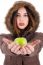 Hooded Lady Showing Green Apple