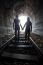 Couple Walking Together Through A Railway Tunnel