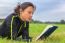 Dutch Woman Lying In Grass Reading Book