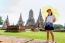 Tourist Girl At Wat Chaiwatthanaram Temple