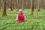 Beautiful Little Girl With Wild White Flowers In Forest