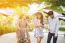 Group Of Asian Teenager Walking In The Park 