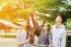 Group Of Asian Teenager Walking In The Park 