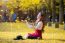 Beautiful Girl With Yellow Leaves In Nami Island, Korea. Nami Island In Autumn