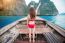 Beautiful Girl In Red Bikini On Boat