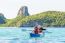 Mother And Daughter Travel By Kayak