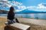 Woman Looking To Fuji Mountains At Kawaguchiko Lake, Japan