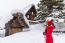 Young Woman In Shirakawa-go Village In Winter, Unesco World Heritage Sites, Japan